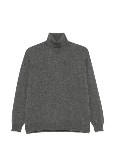 Brunello Cucinelli Cashmere Turtleneck Sweater Monili Detail In Gray