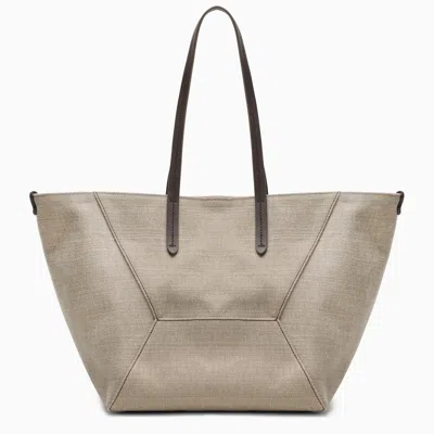 Brunello Cucinelli Rope-coloured Shopper Bag In Cotton And Linen Women In Gray