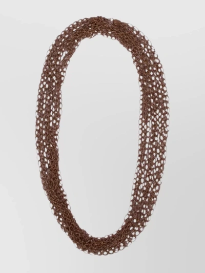 Brunello Cucinelli Rose Gold Chain Link Necklace In Brown