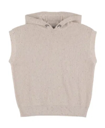 Brunello Cucinelli Kids' Rough Knitted Sleeveless Sweater In Neutral