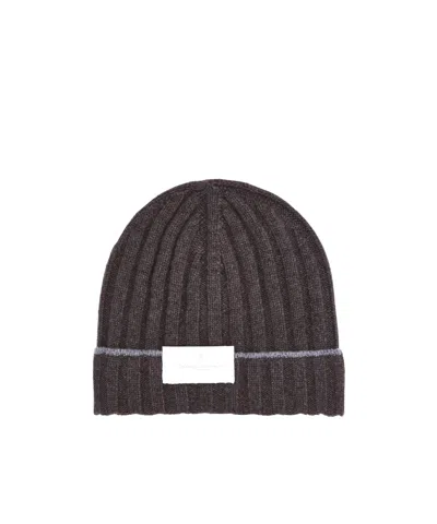 BRUNELLO CUCINELLI BRUNELLO CUCINELLI TURN-UP BRIM RIBBED BEANIE
