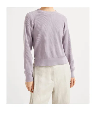 Brunello Cucinelli Round-collar And Long-sleeved Sweater In Purple