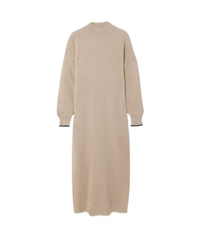 Brunello Cucinelli Round-collar Long-sleeved Dress In Neutral