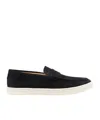 Brunello Cucinelli Suede Moccasin-style Sneakers With Diamond Cut Mask In Black