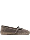 Brunello Cucinelli Brown Espadrilles With Monile Detail And Beveled Toe In Multicolor