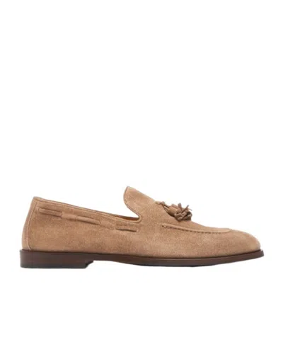 Brunello Cucinelli Suede Tassel Loafers In Beige