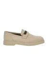 Brunello Cucinelli Embellished Almond Toe Loafers In Nude