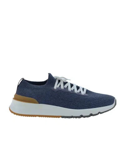Brunello Cucinelli Round-head Sneakers In Blue