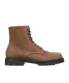 Brunello Cucinelli Suede Lace-up Ankle Boots In Brown