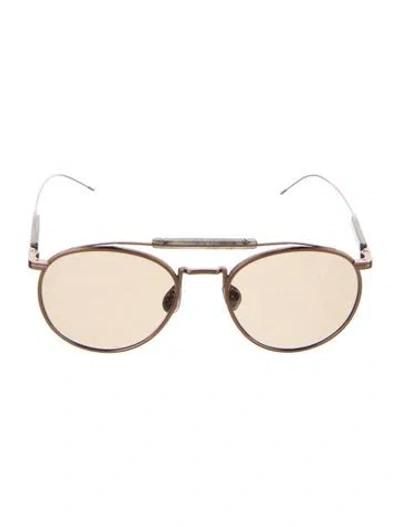 Pre-owned Brunello Cucinelli Round Mirrored Sunglasses In Gold