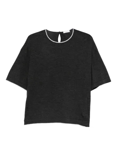 Brunello Cucinelli Round-neck Cashmere Top In Gray