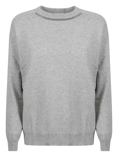 Brunello Cucinelli Round Neck Jumper In Grey