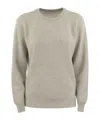 Brunello Cucinelli Women English Rib Cashmere Sweater With Monile In Nude