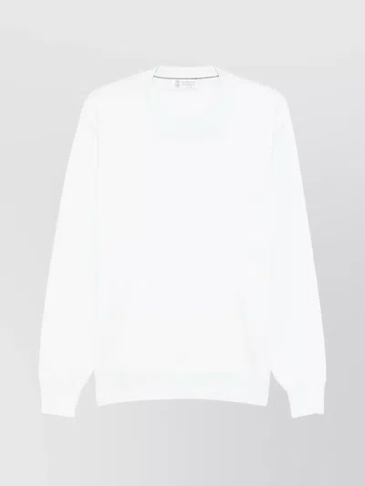Brunello Cucinelli Round Neck Long Sleeve Sweater In White