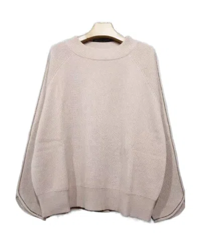 Brunello Cucinelli Round Neck Long-sleeved Sweater In Nude
