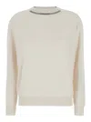 Brunello Cucinelli Embellished Ribbed Sweater In Beige