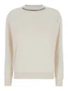 Brunello Cucinelli Embellished Ribbed Sweater In Beige