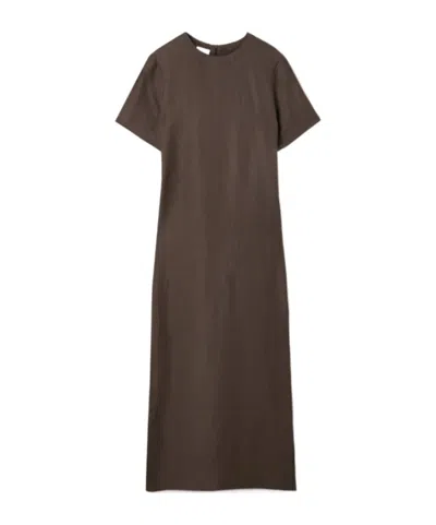 Brunello Cucinelli Bead-embellised Twill Midi Dress In Brown