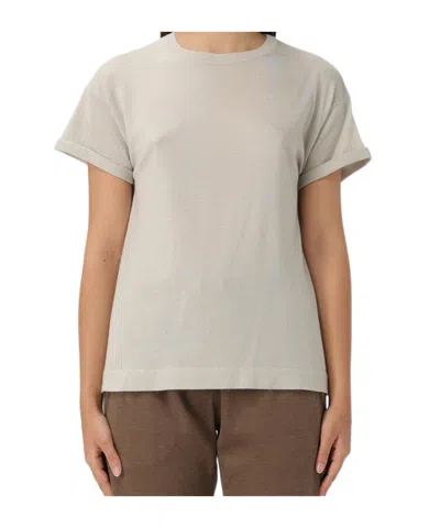 Brunello Cucinelli Round Neck Short Sleeve T-shirt In White