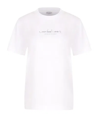 Brunello Cucinelli Round-neck Short-sleeved T-shirt In White