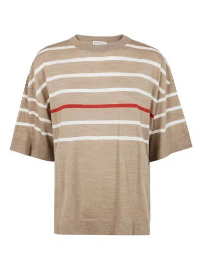 BRUNELLO CUCINELLI BRUNELLO CUCINELLI ROUND NECK SHORT SLEEVES SWEATER