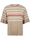 Brunello Cucinelli Round Neck Short Sleeves Sweater In Brown