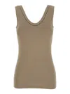 Brunello Cucinelli Grey Sleveless Top With Round Neck And Monile Detail On The Neck In Neutrals