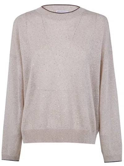 Brunello Cucinelli Moncler Round Neck Sweater Clothing In Brown