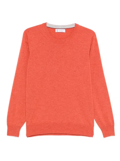 Brunello Cucinelli Round-neck Sweater In Orange