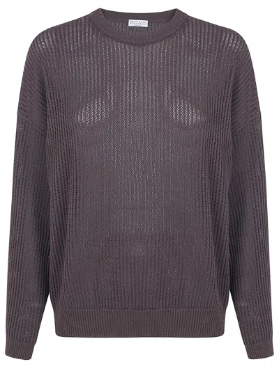 Brunello Cucinelli Round Neck Sweater In Black