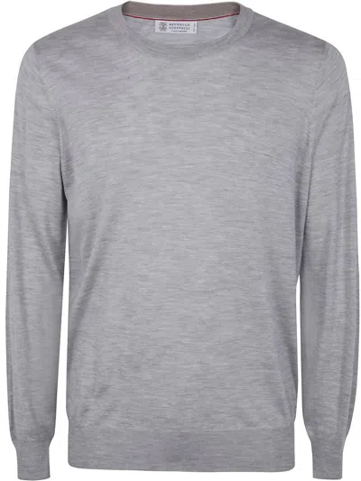 Brunello Cucinelli Men's Round Neck Sweater In Grey