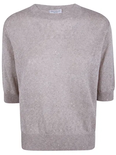 Brunello Cucinelli Round Neck Sweater In Gray