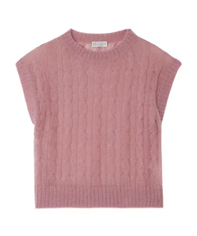 Brunello Cucinelli Round Neck Sweater In Pink