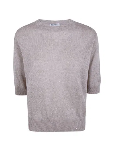 Brunello Cucinelli Round Neck Sweater In Gray