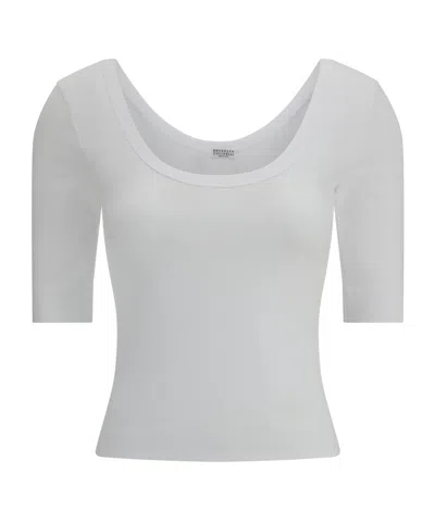 Brunello Cucinelli Round Neck T-shirt In White