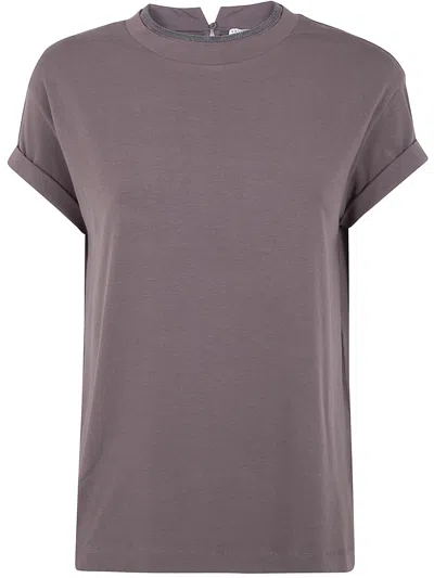 Brunello Cucinelli Round Neck T-shirt In Brown