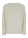 Brunello Cucinelli White Crewneck Sweater In Ribbed Cashmere Woman In White