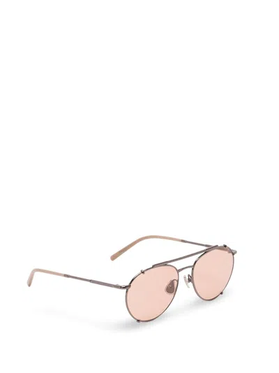 Brunello Cucinelli Round Titanium Sunglasses In Pink