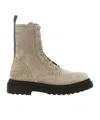 Brunello Cucinelli Grey Suede Combat Boots