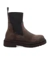 Brunello Cucinelli Round Toe Ankle Boots In Brown