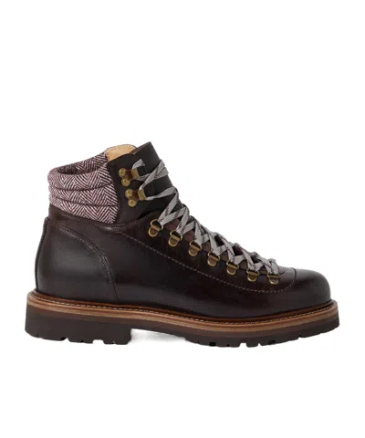 BRUNELLO CUCINELLI BRUNELLO CUCINELLI HERRINGBONE INSERT ANKLE BOOTS