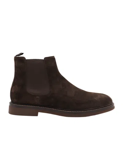 Brunello Cucinelli Round Toe Ankle Boots In Brown