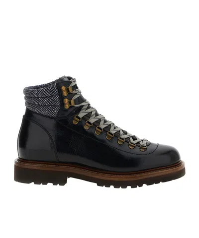 Brunello Cucinelli Round Toe Ankle Boots In Black