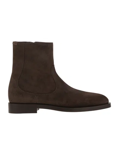 Brunello Cucinelli Round Toe Boots In Burgundy