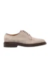 Brunello Cucinelli Suede Derby Shoes In Nude