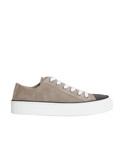 Brunello Cucinelli Leather Sneakers In Neutral
