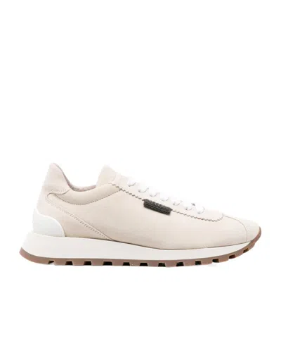 Brunello Cucinelli Round-toe Lace-up Trainers In Neutral