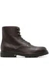 Brunello Cucinelli Leather Lace-up Boots In 褐色