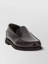 Brunello Cucinelli Round Toe Leather Loafers With Stitched Detailing
