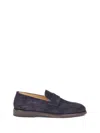 Brunello Cucinelli Mens Navy Flex Penny Suede Loafers In Blue